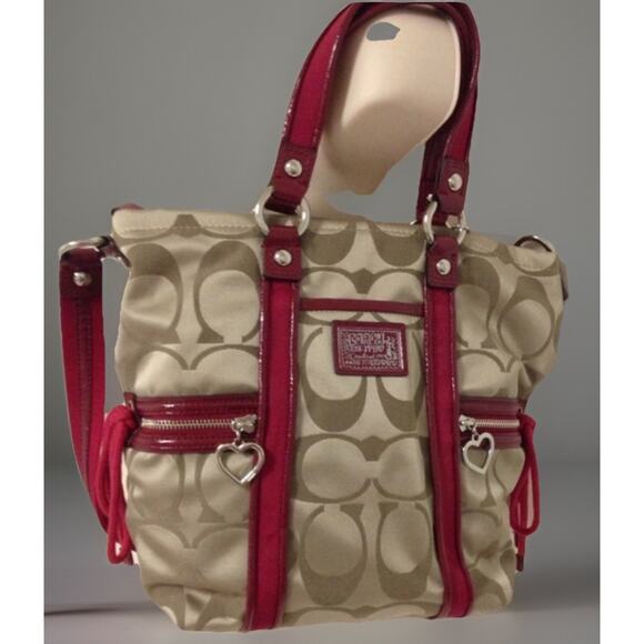 Coach Daisy Poppy Signature Red And Tan shoulder bag Y2K - Picture 2 of 16